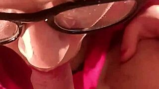 Cock loving bitch in glasses deepthroats homemade sloppy