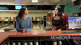 Stepmom and Stepdaughter Free Use Fucked at Bowling Alley on Date