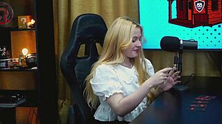 blonde brazilian teen bends over table tiny panties show fat pussy