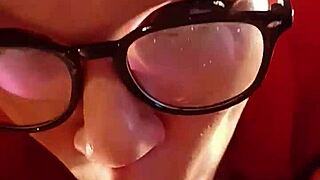 Cock loving bitch in glasses deepthroats homemade sloppy