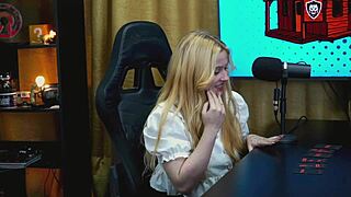 blonde brazilian teen bends over table tiny panties show fat pussy