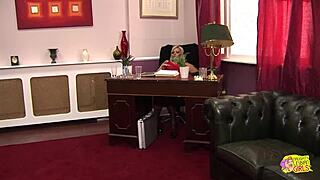 brunette secretary spots boss fingering and joins