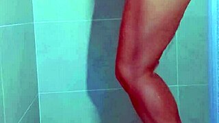 Brazilian college beauty teases thong in shower