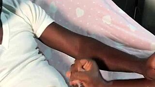 Bbc Cock Receives Sloppy Milf Handjob From Shaved Ebony Lover