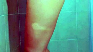 Brazilian college beauty teases thong in shower
