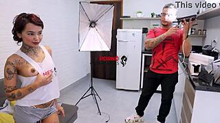 annie looks so cute in her photoshoot with tan lines and tiny waist