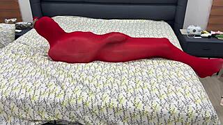 Bound Woman Encased In Tight Pantyhose Bondage Cocoon Stretching