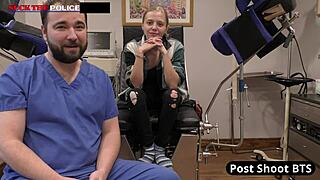 school officer ava siren moans loud at work with toy vibrator miniskirt... oops petite teen!!