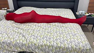 Bound Woman Encased In Tight Pantyhose Bondage Cocoon Stretching