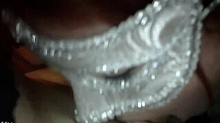 masked wife slut drops to knees for deepthroat blowjob gagging on thick cock