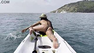 naughty monika fox fingers pierced tits squirts wildly on sea kayak