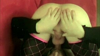 Shemale Sucking Her Own Cock in Crossdressing Frenzy