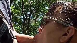 Real Outdoor Deepthroat Blowjob Behind Scenes Cumshot