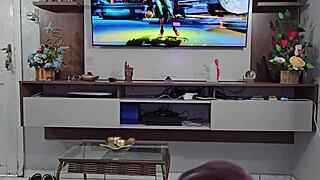 went for video games but took massive interracial cock creampie instead!
