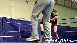 Euro babes wrestle in panties before diving into hot lesbian oral action