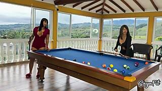sayafit anissa miller shove pool balls cue deep in big asses... muscular sluts crave it rough!