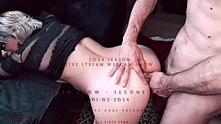 french mature moans loud getting doggy fucked hard fast cum inside