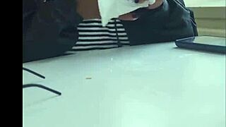 he caught me sneaking the upskirt shot of my wife's big pussy in her skirt