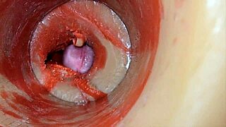 close-up tight pussy takes monster cock creampie with huge deep ejaculation inside