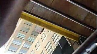 he caught me sneaking the upskirt shot of my wife's big pussy in her skirt