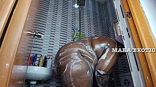 ebony nigerian mara exotic showers with muscular guy for standing doggystyle pussy pounding 💦