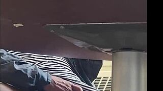 he caught me sneaking the upskirt shot of my wife's big pussy in her skirt