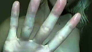 Skinny Blonde's Double Cumshot From Gagging Blowjob And Handjob