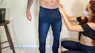 Naughty Seamstress Eyes Client's Cock