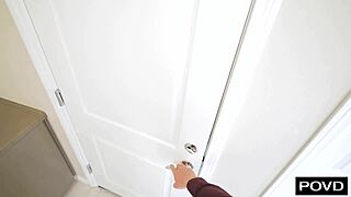 cuck watches best friend bend petite brunette girlfriend over for big cock doggystyle pussy ride