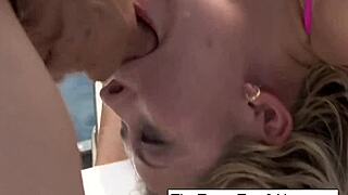 marsha may kneels as guy rams cock down her throat then blasts facial cumshot
