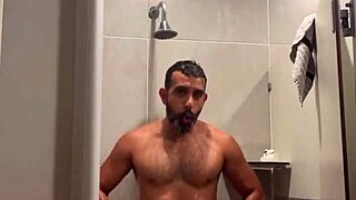 gym shower vibes with my red thong on point 💦😏
