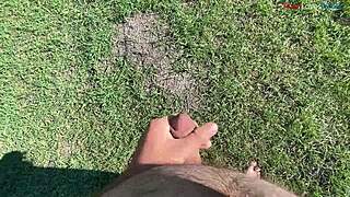 FALL ARRIVES FOR INTENSE OUTDOOR MASTURBATION Barefoot Young Solo Cock Stroking Part 1