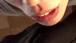 A blowjob from petite Candie Cross wakes me up right every morning