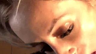A blowjob from petite Candie Cross wakes me up right every morning