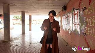 emmita smiles huge boobs to seduce young guy for rough outdoor fuck