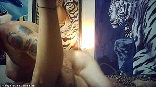 italian brunette babe flexes on pound machine as he unloads massive cumshot climax on shaved pussy