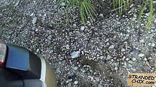 Who wouldn't fuck hot teen hitchhiker Nadia Capri outdoors on camera?!