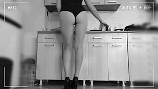 Housewife spreads legs for cock pounding on kitchen hidden cam