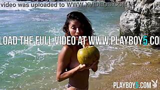 Tiny Mexican Teen Carolina Reyes Strips Petite Ass on Beach for Playboy Tease