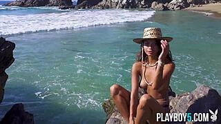 Tiny Mexican Teen Carolina Reyes Strips Petite Ass on Beach for Playboy Tease