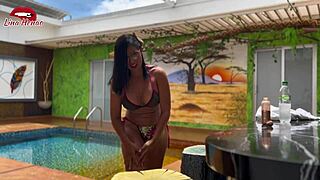 imagine cumming in a public pool while that horny latina tans groping her squirting pussy... bitch