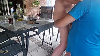 fucking petite blonde milf neighbors wife on outdoor patio balcony