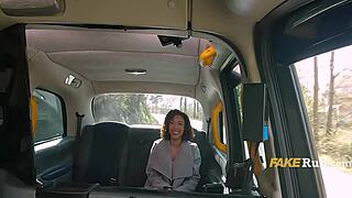 french ebony slut jumps in taxi backseat rides curly guy's cock cowgirl to cheat fast 💋🍑🚀