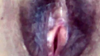 stroking cock to stepmom's huge hairy pussy while she begs for hot cumshot