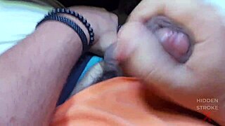 huge muscular roommate unloads creamy cumshot closeup in backstage bedroom stroke