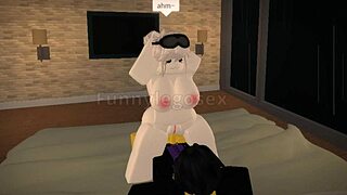 roblox yellow hubby rides his hot big tits wife cowgirl style fucking hard 😍🔥