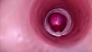 internal camera shows deep creampie insemination close up