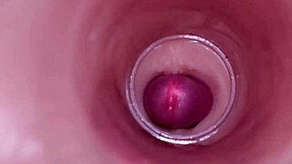 internal camera shows deep creampie insemination close up