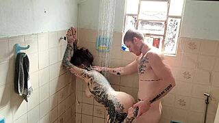 fucking my stepsis bareback in the steamy bath tub