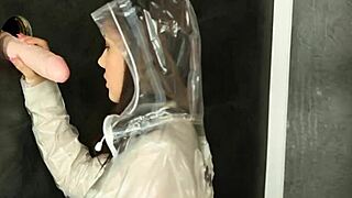 Classy Heeled European Babe Masturbates At Gloryhole In Bukkake Frenzy